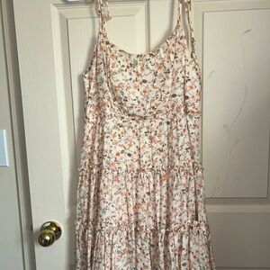 T.J.Maxx Floral Midi Dress in Cream and Orange